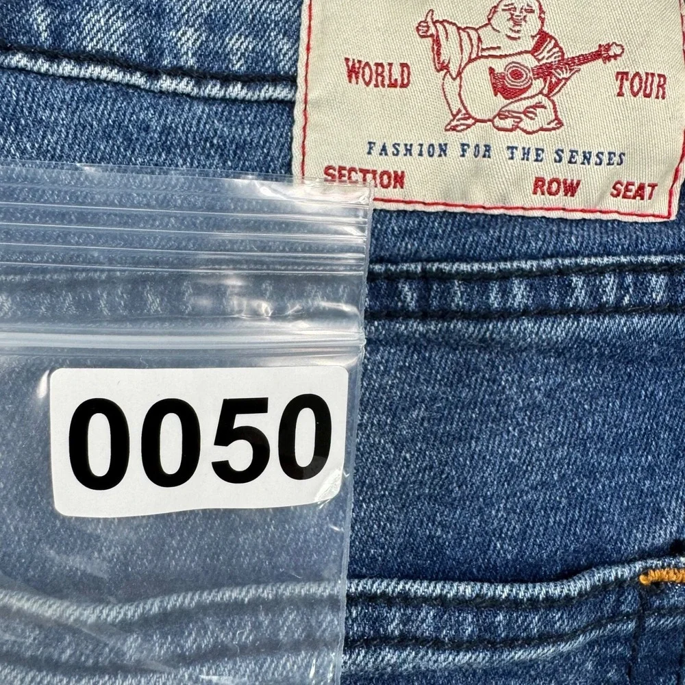 True Religion Rocco Relaxed Skinny Mens Stretch Denim Moto Jeans 33x32 Blue